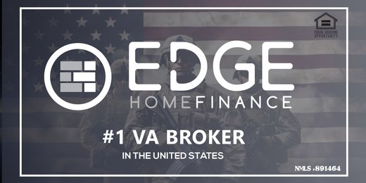 Edge Home Finance, LLC badge reading "#1 VA Broker in the United States", with the Equal Housing Opportunity logo and NMLS #891464
